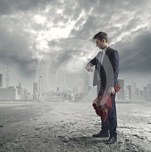 Man waiting with roses