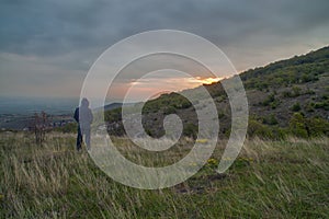 Man waiting the sunrise