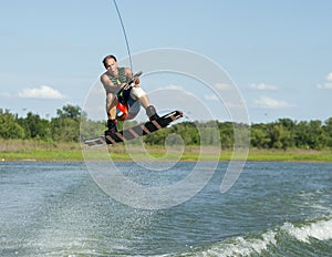 Man wakeboarding