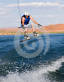 Man wakeboarding at Lake Powell 16