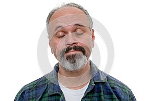 Man is waking up with acceptance on his face photo