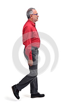 Man waling on white background