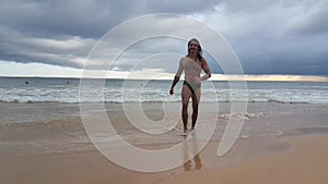 Man walk on the beach