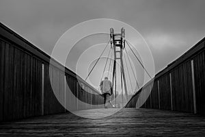 Man walk bridge