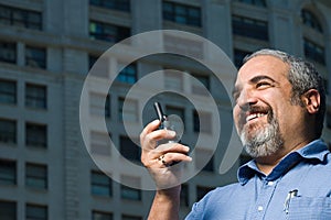 Man with walkie talkie