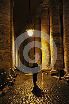 Man Walking Alone in Rome, Italy