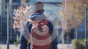 Man Walking with a Backpack. AI generated