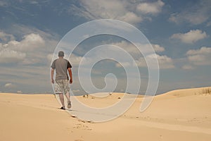 Man walking in desert