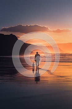 Man walking the dog on beach