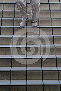 Man walking down stairs