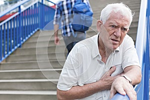 Man walking down stairs