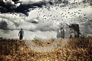 Man walking in a field