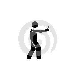 Man, walking, phone camera icon. Element of human use phone. Premium quality graphic design icon. Signs and symbols collection