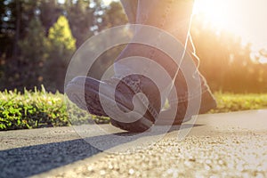 Man walking on road.