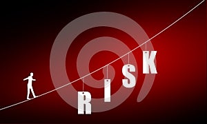 Man walking on a rope - a business risk concept