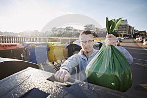 Man walking with rubbish