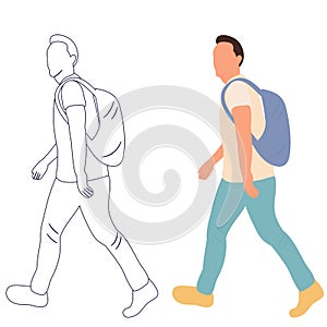 man walking sketch on white background