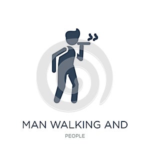 man walking and smoking icon in trendy design style. man walking and smoking icon isolated on white background. man walking and