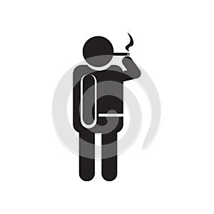 Man walking and smoking icon vector sign and symbol isolated on white background, Man walking and smoking logo concept