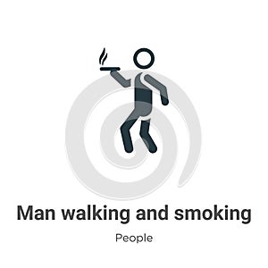 Man walking and smoking vector icon on white background. Flat vector man walking and smoking icon symbol sign from modern people