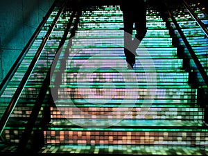 Man walking up on stair