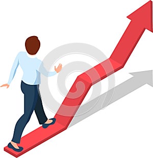 Man walking upward on growth graph	icon