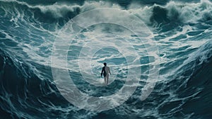 A man walking through the water with the waves parted