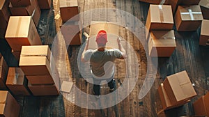 The man handling boxes. AI generated