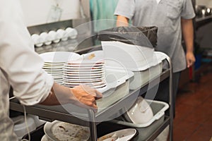 Man washing dish