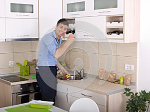 Man washing dishes