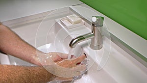 Man washing his Hands to prevent virus infection and clean dirty hands