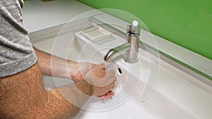 Man washing his Hands to prevent virus infection and clean dirty hands