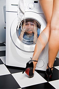 Man in the washing machine