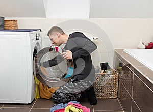 Man with washing machine