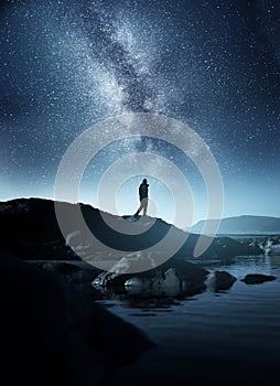 A Man watching The Night Sky photo