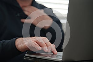 Man watching porn on laptop computer