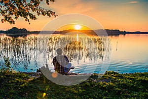 Man watching sunset