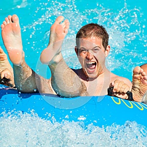 Man at water park