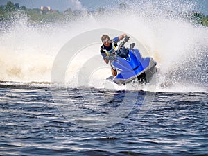 Man on Wave Runner on the water