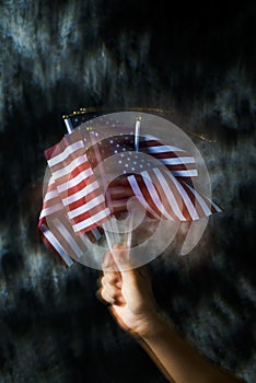 Man waving some american flags