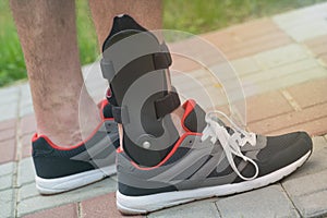 Man wearing ankle brace