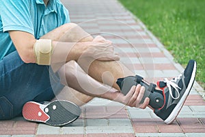 Man wearing ankle brace