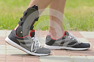 Man wearing ankle brace