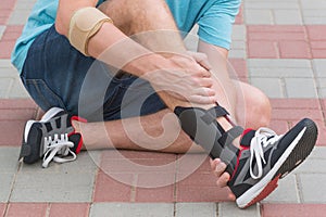 Man wearing ankle brace