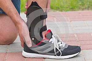 Man wearing ankle brace