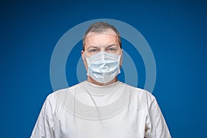 Man wearing aseptic mask to prevent illness.