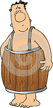 Man wearing a barrel