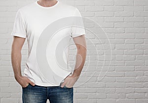 Man wearing blank t-shirt