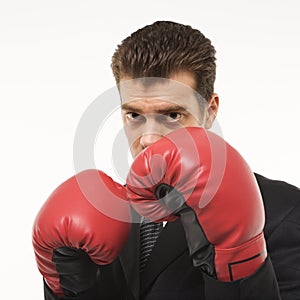 Man wearing boxing gloves