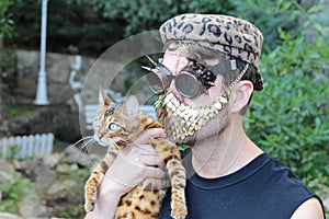 Man wearing cyber punk look during pandemic